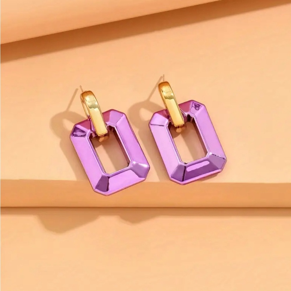 Purple Glossy Acrylic Earrings